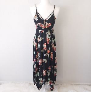 AMERICAN RAG Black Multi-Color Floral Maxi Dress S